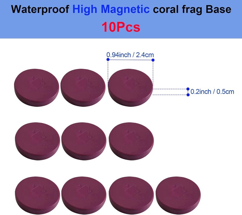 Saricho Coral Frag Magnetic Base and Plugs - Waterproof, Purple, Round 10-Piece Set - Image 2